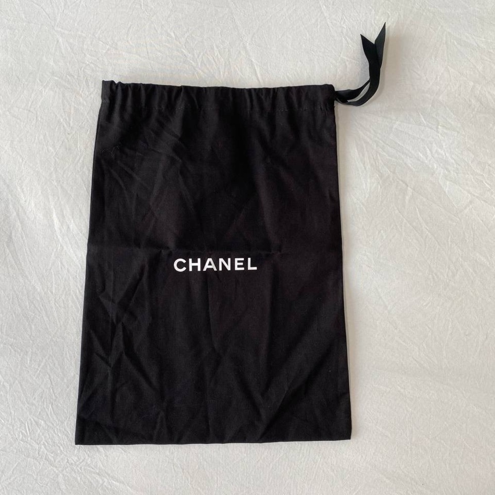CHANEL Drawstring Dust Bag Black Purse Handbag Shoes Storage Cover 7.5” X 12”